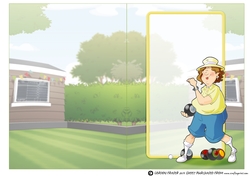 Lawn Bowls Lady 2 Blue and Yellow Insert