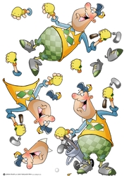 Golf Dude Yellow Decoupage Sheet