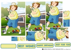 Lawn Bowls Lady 2 Blue and Yellow Pyramid