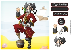 Pirate Dude Red 8x8 Quick Card
