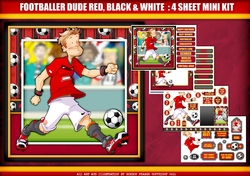 Footballer Dude Black, Red and White  4 Sheet Mini Kit