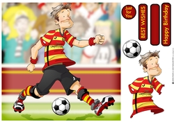 Football Dude Red, Yellow, Stripes 8x8 Quick Card