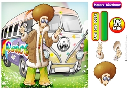 Hippy Dude with Camper Van 8x8 Quick Card