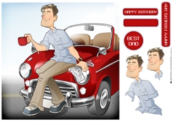 Best Dad Red Car 8x8 Quick Card