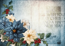 Poinsettia Christmas Spray Dark Blue