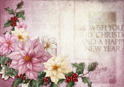 Poinsettia Christmas Spray Pink