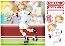 White and Red Football Girl 8x8 Quick Card