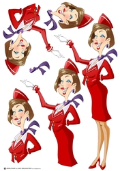 Air Hostess Red Decoupage Sheet