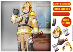 Fireman Dude Sand Uniform 8x8 Quick Card