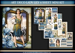 Art Deco Lady Lily 4 Sheet mini Kit Blue