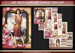 Art Deco Lady Lily 4 Sheet mini Kit Dark Pink