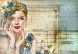 Art Deco Lady Emilia Hearts Paper Blue