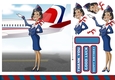 Air Hostess Blue and Red 2 7x7 Quick Card