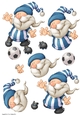Football Gnome Blue and White Stripes Decoupage Sheet