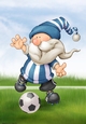 Football Gnome Blue and White Stripes A4