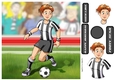 Womens Football Dudess Black and White Strip 8x8 Quick Card