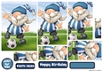 Football Gnome Blue and White Stripes Pyramid