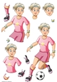 Womens Football Dudess Pink Strip Decoupage Sheet