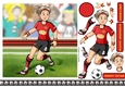 Womens Football Dudess Red, Black, Yellow Strip 7x7 Quick Card
