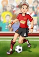 Womens Football Dudess Red, Black, Yellow Strip A4