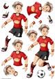 Womens Football Dudess Red, Black, Yellow Strip Decoupage Sheet
