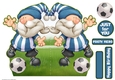 Football Gnome Blue and White Stripes Shaped Card