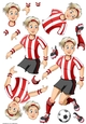 Womens Football Dudess Red, White Strip  Decoupage Sheet