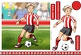 Womens Football Dudess Red, White Strip 7x7 Quick Card