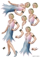 Art Deco Lady Arabella Decoupage Sheet (Blue)