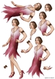 Art Deco Lady Arabella Decoupage Sheet (Dark Pink)
