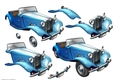 Vintage Sports Car Decoupage Sheet (Blue)