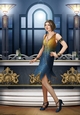 Art Deco Lady Arabella A4 (Dark Blue)