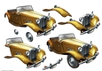 Vintage Sports Car Decoupage Sheet (Gold)
