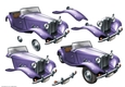 Vintage Sports Car Decoupage Sheet (Lilac)