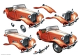 Vintage Sports Car Decoupage Sheet (Peach)