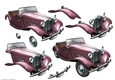 Vintage Sports Car Decoupage Sheet (Dark Pink)