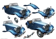 Vintage Sports Car Decoupage Sheet (Dark Blue)