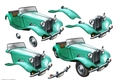 Vintage Sports Car Decoupage Sheet (Aqua)