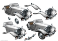 Vintage Sports Car Decoupage Sheet (Silver)