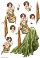 Art Deco Lady Lola Decoupage Sheet Green