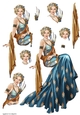 Art Deco Lady Lola Decoupage Sheet Dark Blue