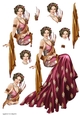 Art Deco Lady Lola Decoupage Sheet Dark Pink