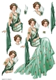 Art Deco Lady Lola Decoupage Sheet Aqua