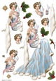 Art Deco Lady Christmas Lola Decoupage Sheet Blue