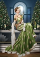 Art Deco Lady Christmas Lola A4 Green