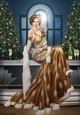 Art Deco Lady Christmas Lola A4 Gold