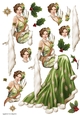 Art Deco Lady Christmas Lola Decoupage Sheet Green