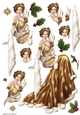 Art Deco Lady Christmas Lola Decoupage Sheet Gold