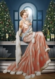 Art Deco Lady Christmas Lola A4 Peach
