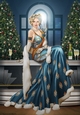 Art Deco Lady Christmas Lola A4 Dark Blue